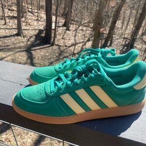 Adidas Green and greenish yellow striped suede Sneakers